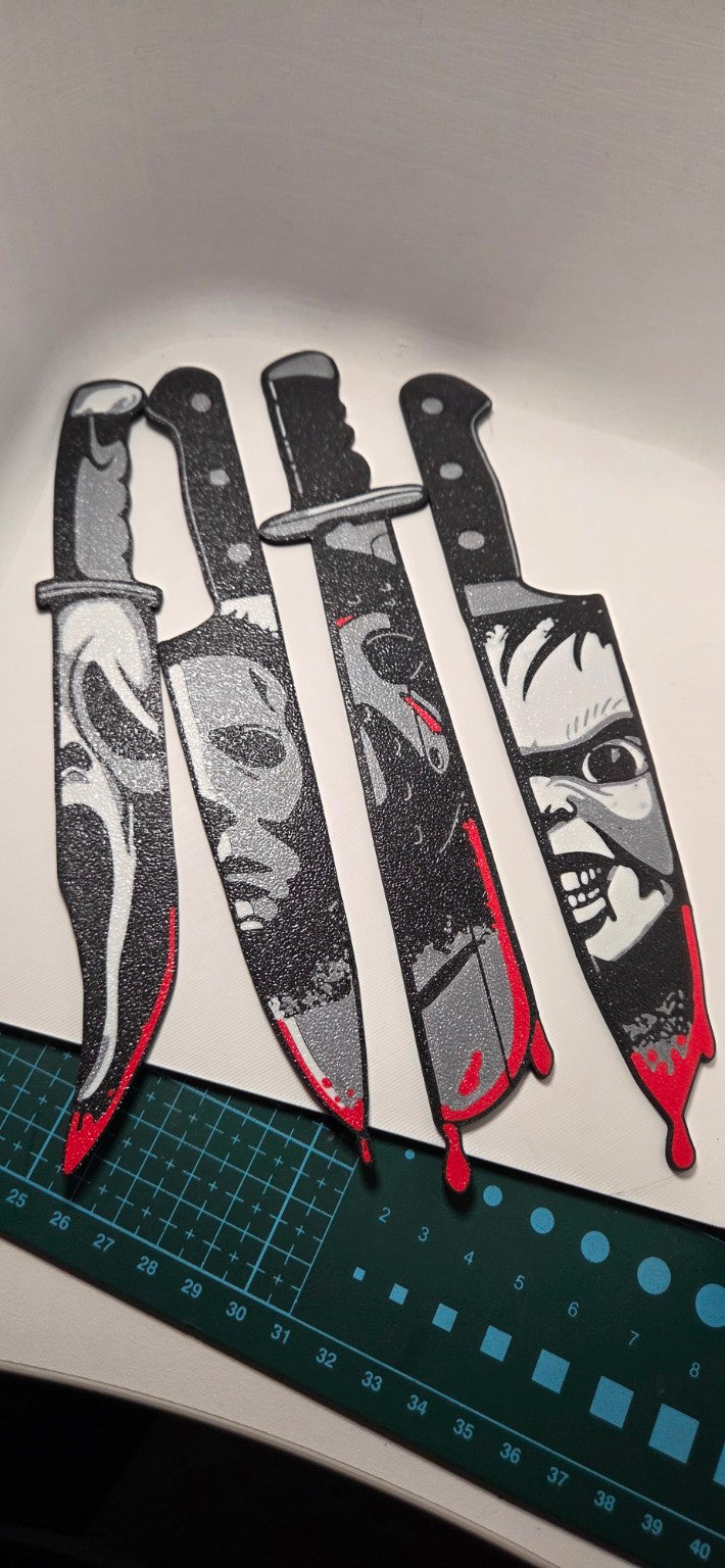 Red black white decorative horror knife art set