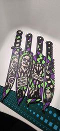 Green purple black decorative horror knife art set