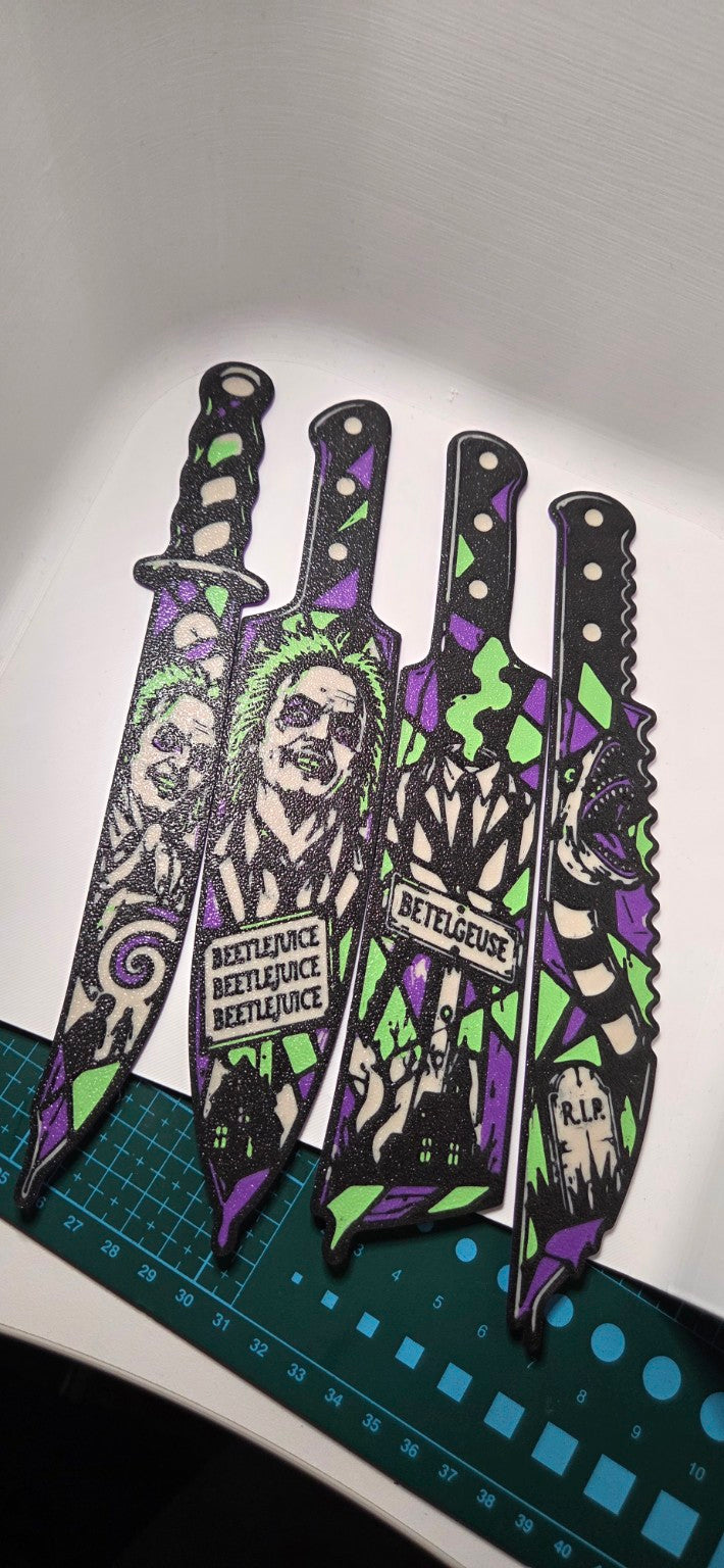 Green purple black decorative horror knife art set