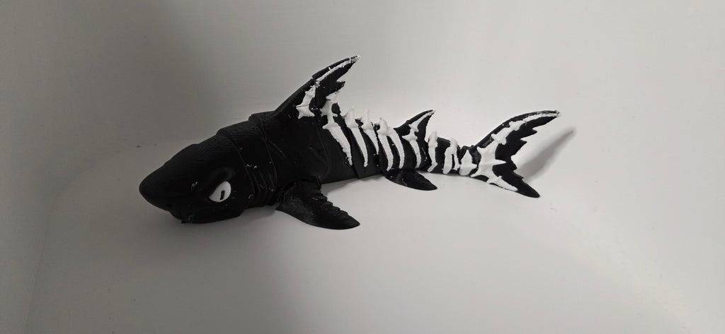 Black and white articulated skeleton shark