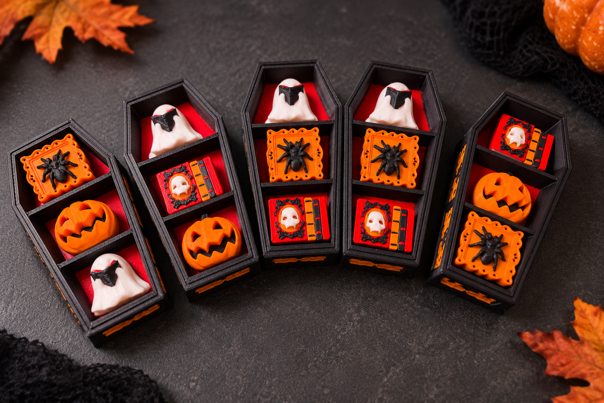 Halloween Coffin Fidget Set | 3 Clickers & Display Case