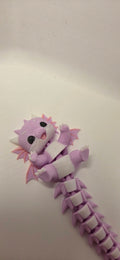 Pink lilac and white 3D printed articulated baby dragon