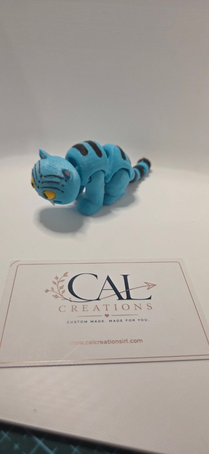 Articulated blue Derpy cat posed standing with CalCreations branding