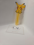 Yellow Pikachu character bookmark with long page marker and CalCreations branding