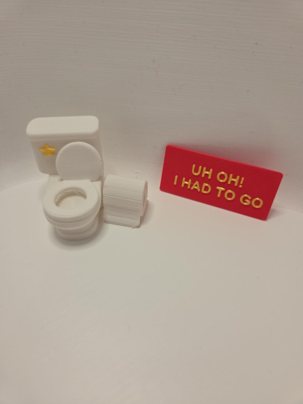 Day 2 elf toilet trouble set with sign, toilet and toilet roll